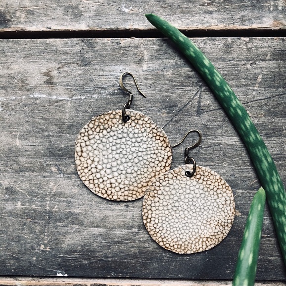 Large Leather Handmade Earrings - Picture 4 of 6